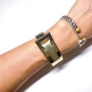 Gold Buckle Hinged Cuff Bracelet